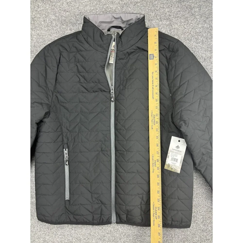 Rainforest Jacket Mens Medium Black Quilted Insulated Full Zip‎ Pockets RF2521
